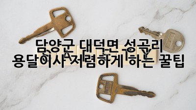 담양군 대덕면 성곡리 용달이사 저렴하게 하는 꿀팁!